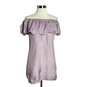 Soft Surroundings Lilac Silk Off The Shoulder Top